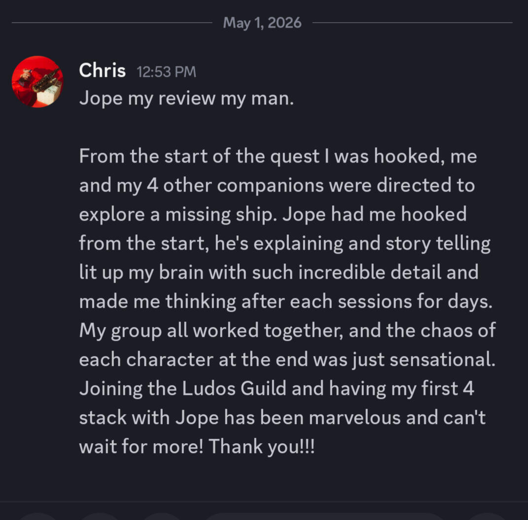 "made me think after each session for days" - Chris